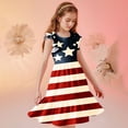 thumbnail image 5 of Odeerbi Kids Teen Girls Independence Day A-Line Ruffled Dress Summer Patriotic Star Stripe Round Neck Casual Dress with Pockets, 5 of 8