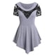 thumbnail image 5 of ICHUANYI Clearance Plus Size Women Solid Floral Lace Round Neck Asymmetric Three Quarter Tops Blouse(Gray, XXL) ICHUANYI WER2023080707102, 5 of 6