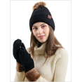 thumbnail image 3 of Chapeau et Gants pour Femmes, Tricots d'Hiver, 2 Pcs, Noir, 3 of 5