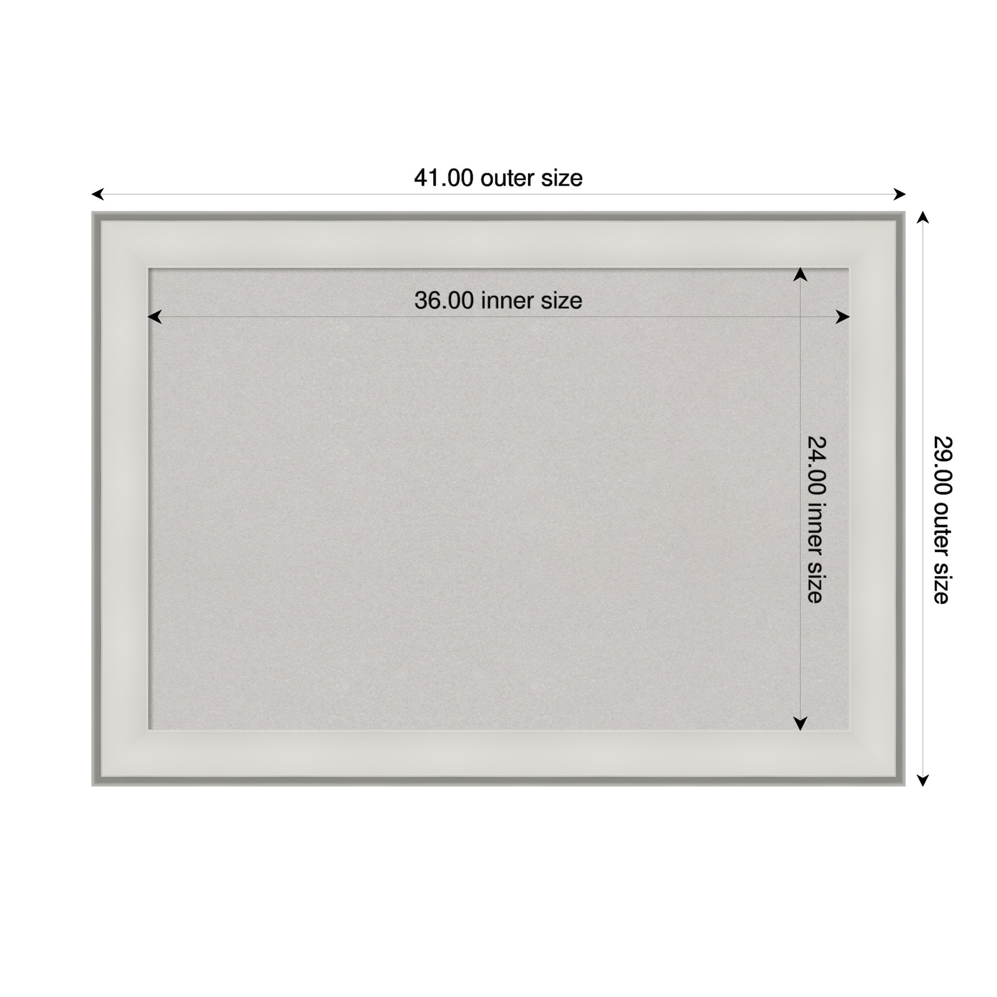 Amanti Art Grey Cork Board Framed Imperial White Bulletin Board 41 in. x 29 in.