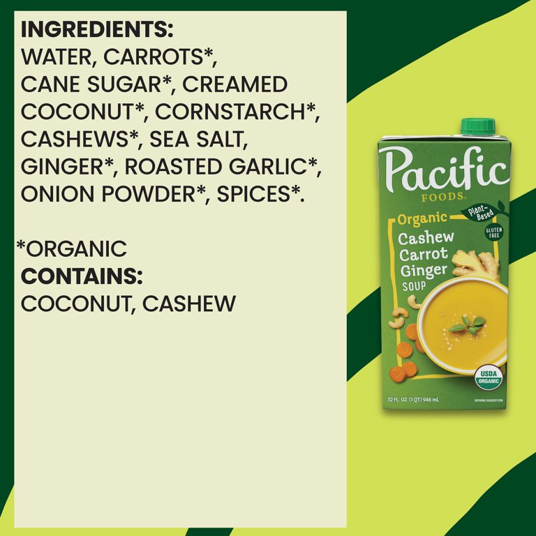 Pacific Foods Organic Cashew Carrot Ginger Soup, 32 Oz, 53% OFF