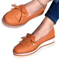 thumbnail image 1 of Mujer Punta Redonda Casual Borlas Slip On Flats Bombas Plataforma Mocasines Zapatos, 1 of 2