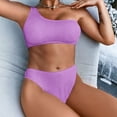 thumbnail image 5 of Sngxgn Womens High Waisted Bikini Sets Sporty Crop Top Swimwear Bandeau Scoop Neck Vintage Two Piece Bathing Suits(Purple,M), 5 of 6