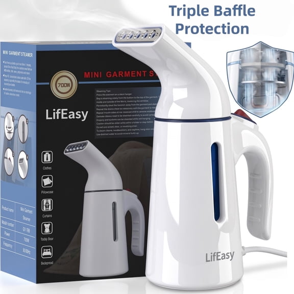 LifEasy GY-169 Portable Steamer for Clothes, 700W Handheld Garment Steamer with 45-Second Heat up, Anti-Leak Design, for Most Fabrics, Travel & Home
