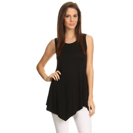 Sleeveless Tunic Top - Women's Sleeveless Shirt Handkerchief Hem Tunic Made in USA