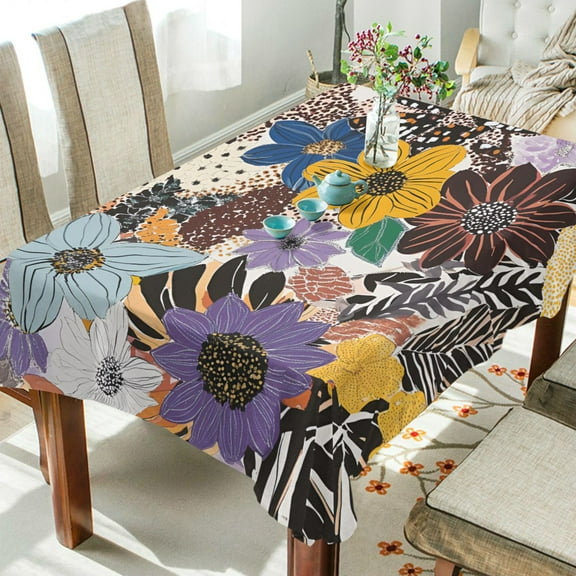 Yayeee Tablecloths 54" x 54" Rectangle Wrinkle Resistant Party Table Cover, Colorful Flowers