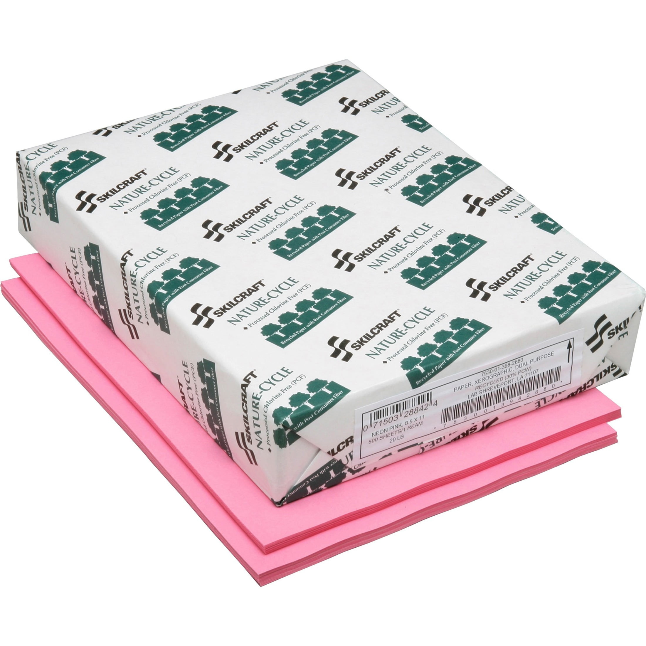 SKILCRAFT, NSN3982680, Neon Colored Copier Paper, 500/Ream, Neon Pink