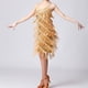 thumbnail image 3 of Vestido De Baile Rumba Tango Vestido de baile de tango para mujer Lentejuelas Borlas Vestido de fiesta de moda (Oro XXL) Ygjytge para Mujer oro T XL, 3 of 6