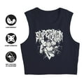 thumbnail image 4 of Popfunk Superman Flying Band Women's Sleeveless Crop Top Tank, Navy, X-Small, 4 of 4