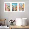 thumbnail image 3 of Hieng Vintage Travel Wall Art Canvas Italy Venice Amalfi Coast Pictures Set of 3 Blue Beach Posters Europe Landscape Painting Italian Decor Prints Living Room Bedroom Bathroom 16"x24" Framed, 3 of 5