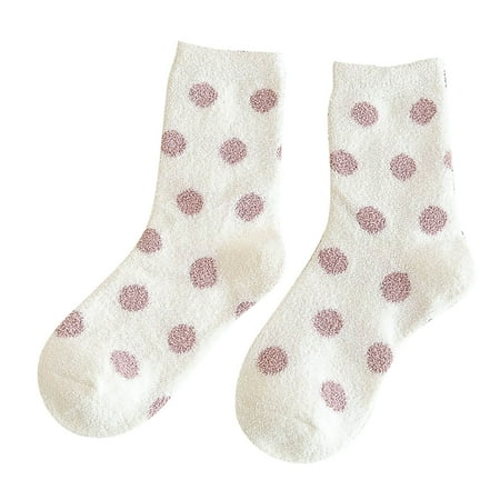 

Zlekejiko Womens Winter Dot Socks Autumn And Winter Mid Tube Socks Thickened Warm Stockings