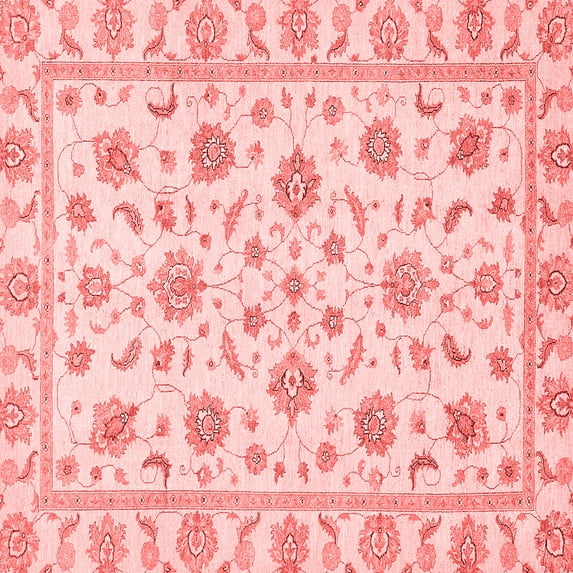 Ahgly Company Machine Washable Indoor Square Oriental Red Traditional Area Rugs, 5' Square