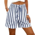 thumbnail image 6 of Women's Casual Summer Shorts with Pockets, Striped Beach Loose Fit, 6 of 9