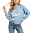 thumbnail image 2 of Rvasteizo Toddler Baby Girls Boys Long Sleeve Sweatshirt Crew Neck Letter Embroidery Knit Warm Sweater Top for Boys Girls 0-20Years, 2 of 4