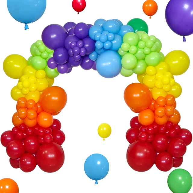 Kit de arco con forma de globo KAWKALSH Rainbow 111 unidades decoración de látex para fiestas