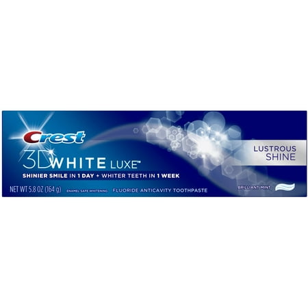 Crest 3D White Luxe Lustrous Shine Whitening Brilliant Mint Flavor Toothpaste 5.8 Oz