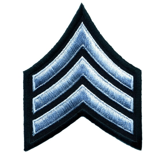 Hero's Pride SGT Chevron Patches, Medium Grey on Black, 3" Wide, Pair