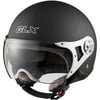 GLX 104-MB-L DOT European Open Face Motorcycle Helmet, Matte Black, Large