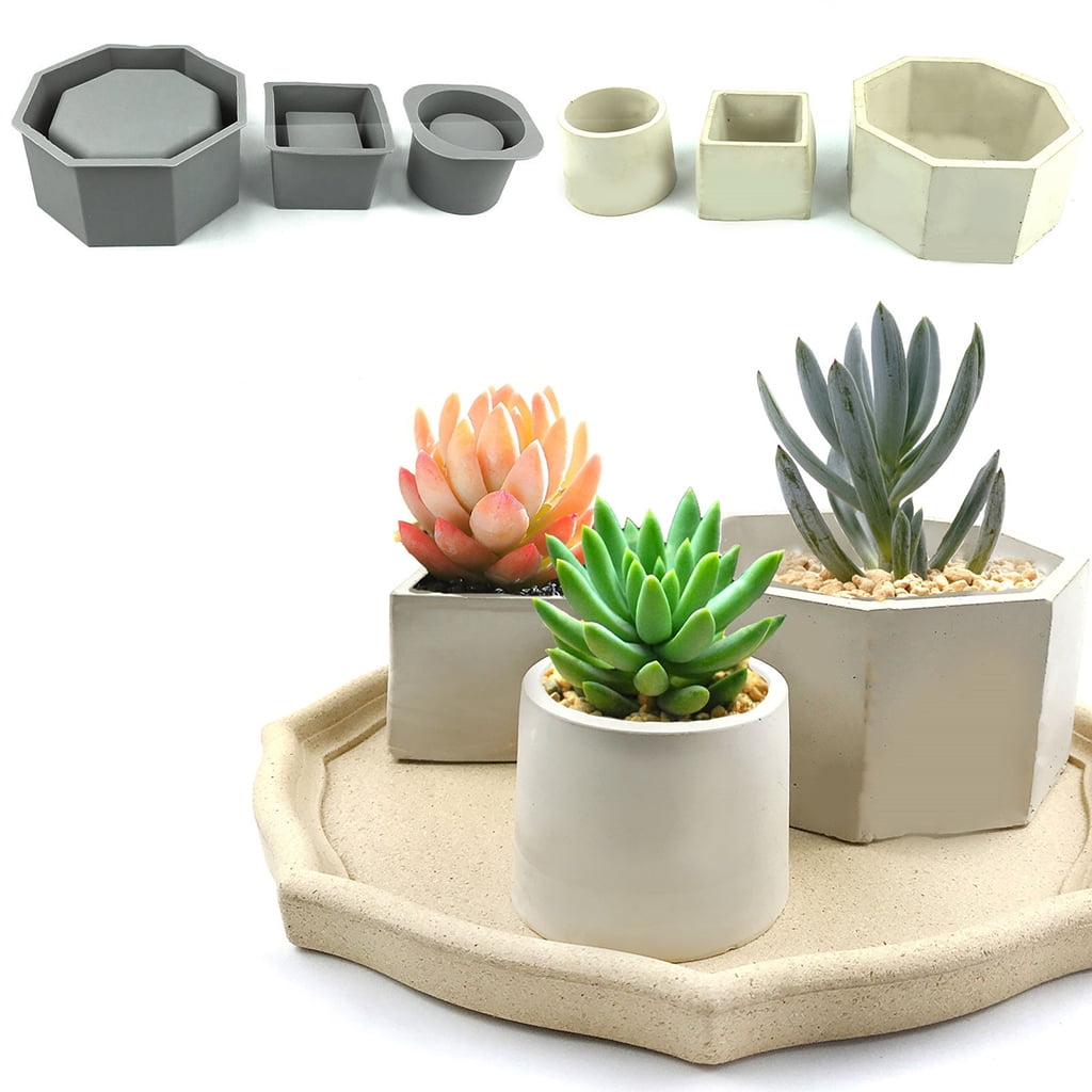 WINDLAND Handmade Succulent Planter Flowerpot Silicone Mold Concrete Plant Flower Pot Epoxy Resin Mold DIY Candle Holder Mould