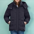 thumbnail image 2 of Fashion Plus Size Jackets for Womens Winter Warm Solid Color Down Jacket Short Jacket Winter Hat Detachable Thick Warm Fashion Coat Coat, 2 of 8