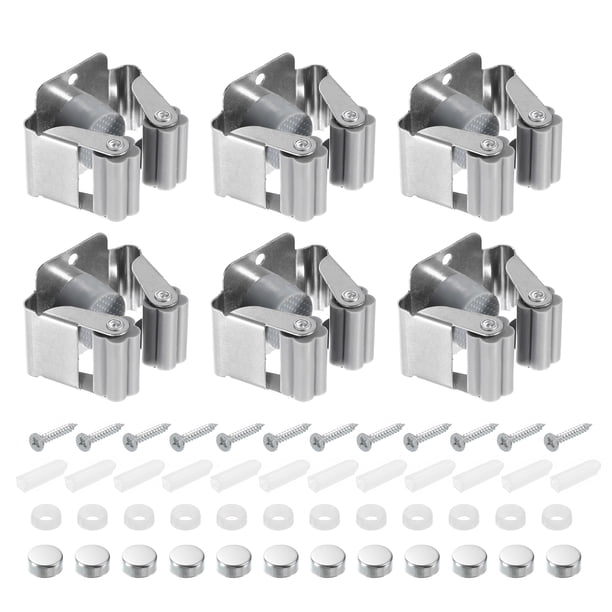 Soporte de pared para fregona y escoba Unique Bargains 12 piezas acero inoxidable 304 gris