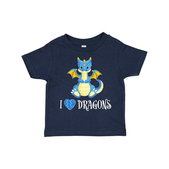 Inktastic I Love Dragons with Cute Blue Dragon Boys or Girls Toddler T-Shirt