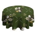 thumbnail image 4 of Round Waterproof Tablecloth Green Classical Floral Reusable Indoor/Outdoor Durable Table Cover for Kitchen and Dining Room 60 Inch X 60 Inch, 4 of 6