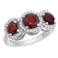 thumbnail image 1 of 14K White Gold Enhanced Ruby Round 3-stone Ring Diamond Accents, size 7.5, 1 of 2