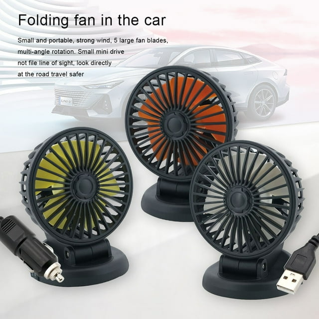 ziyahi Car Dashboard Fan Foldable Rotary Replacement Cooling Fans Adjustable Cable Power Automotive Cooling Fans Cooler Accessories USB