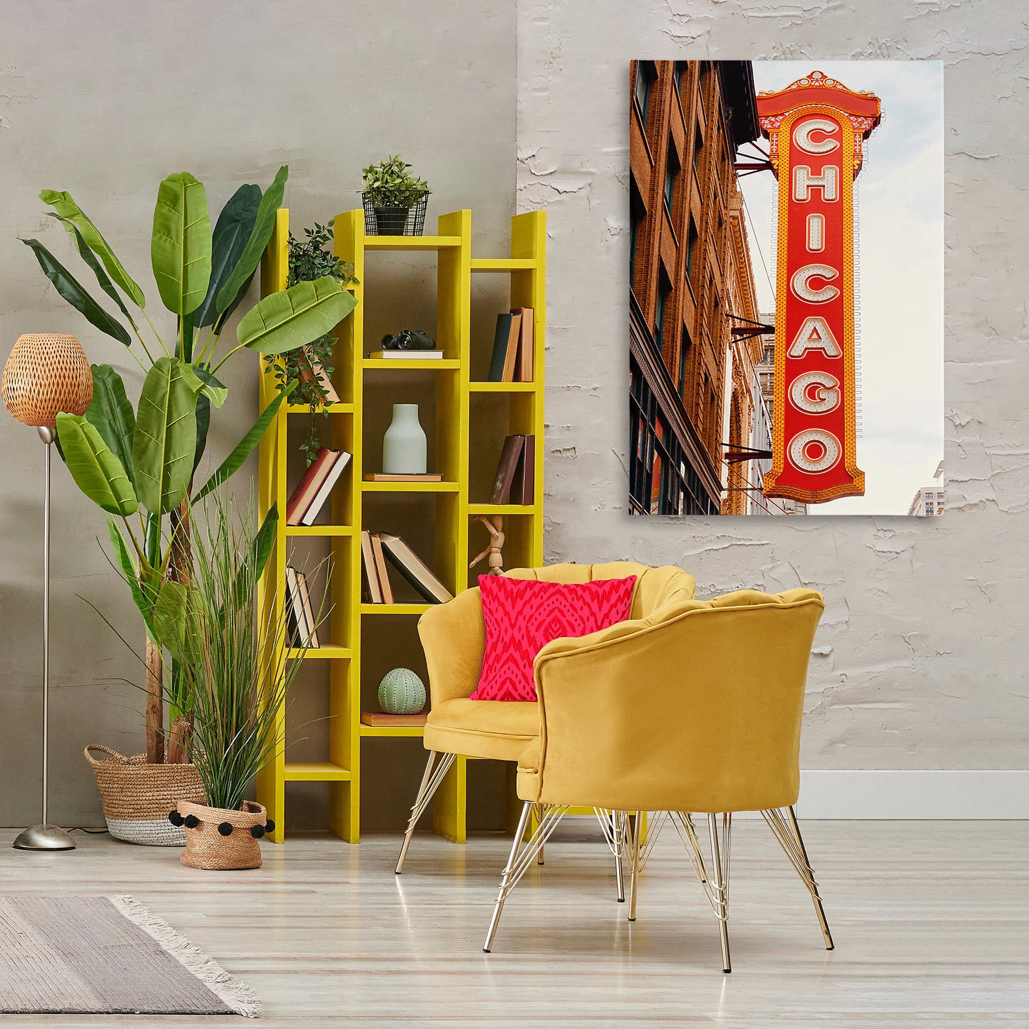 Stupell Industries Chicago City Sign Cities & Countries Photography Wrapped Canvas Art Print Wall Art, 30 x 45