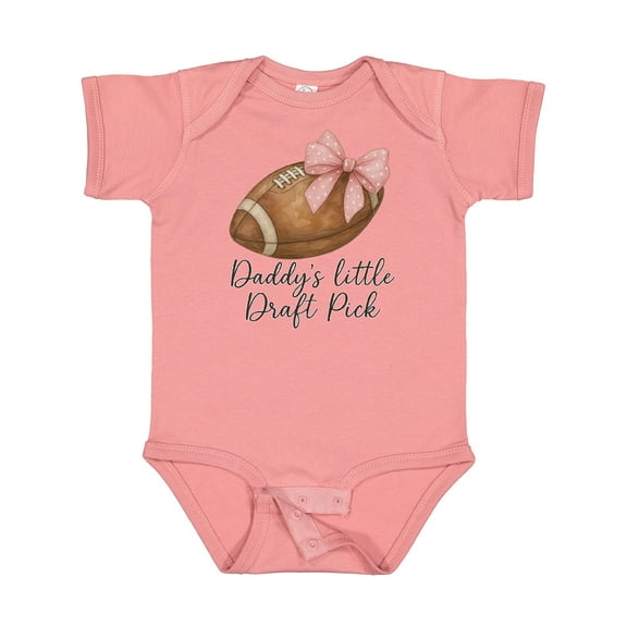 Inktastic Daddy's Little Draft Pick Football Pink Bow Boys or Girls Baby Bodysuit
