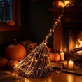 thumbnail image 5 of Light up Witches Broom Halloween Porch Decor, Glowing Witch Broom Halloween Party Supplies, Vintage Halloween Nightmare Before Christmas Decor, 5 of 6