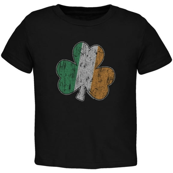 St. Patricks Day - Shamrock Flag Black Toddler T-Shirt - 4T