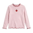 thumbnail image 5 of PureCasa Toddlers Baby Girls Basic Shirts Turtleneck T-Shirt Tops Cotton Lettuce Edge Trim Long Sleeve Cute Print Toddler Girl Clothes, 5 of 6