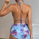 thumbnail image 4 of Traje de baño de mujer cómodo con estampado degradado teñido anudado con cordones y sobrefalda OAVQHLG3B Store  lin121212, 4 of 4