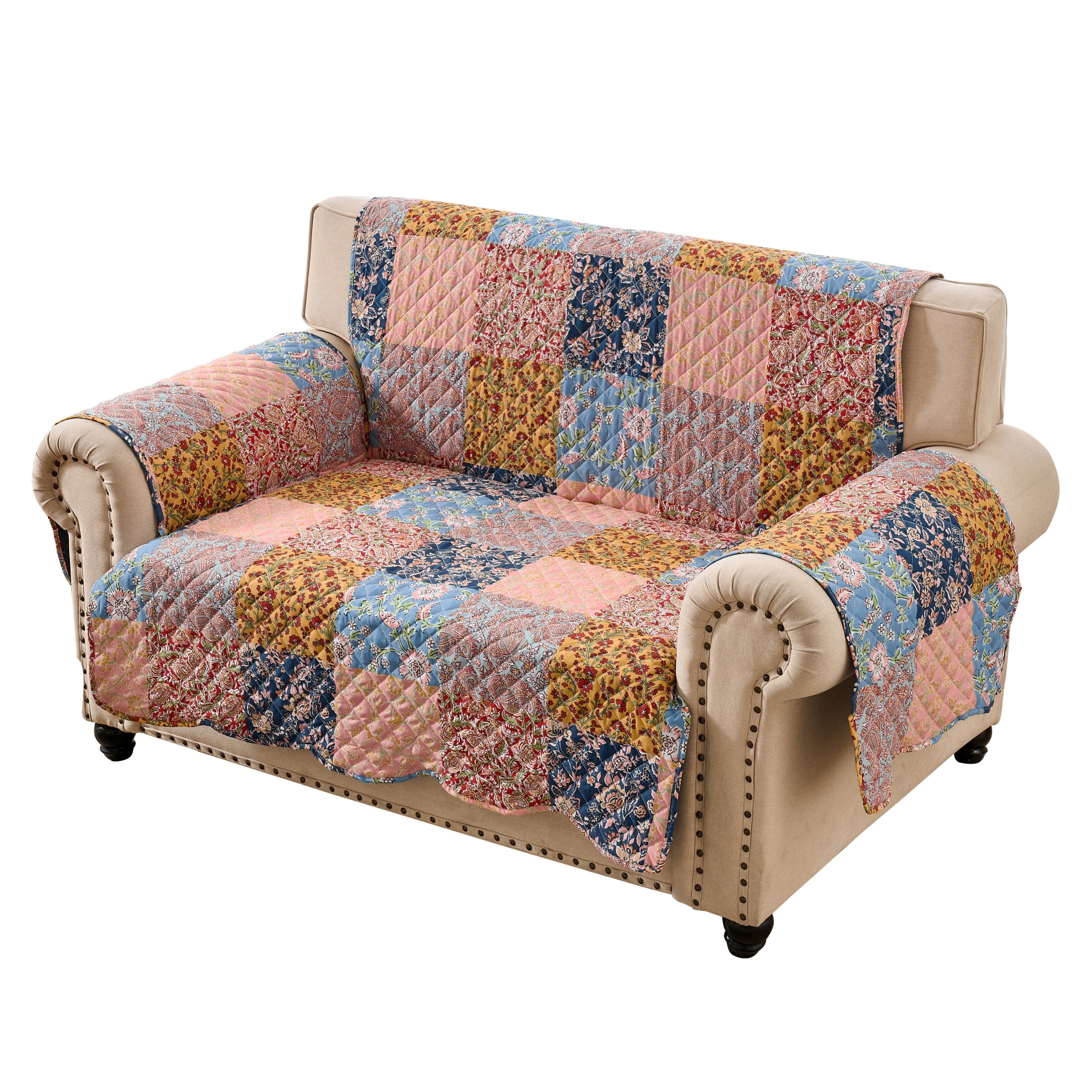Greenland Home Fashions Tangier Boho Print Print Reversible Slipcover/Furniture Protector, Loveseat