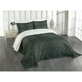 thumbnail image 3 of Ambesonne Dark Grey Quilted Bedspread Set 3 Pcs, Medieval Damask Motifs, King Size, Black Grey, 3 of 5