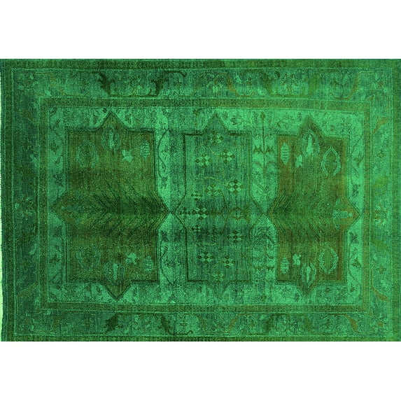 Ahgly Company Indoor Rectangle Oriental Green Industrial Area Rugs, 8' x 10'