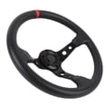 thumbnail image 1 of 14in Car Racing Steering Wheel PVC for 6 Hole Hub Adapter Aluminum Universal Carbon Fiber Look Sport Steering Wheel with Horn Button, 1 of 7