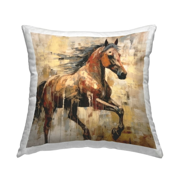 Stupell Industries Rustic Brown Horse Decorative Printed Throw Pillow, 18 x 18