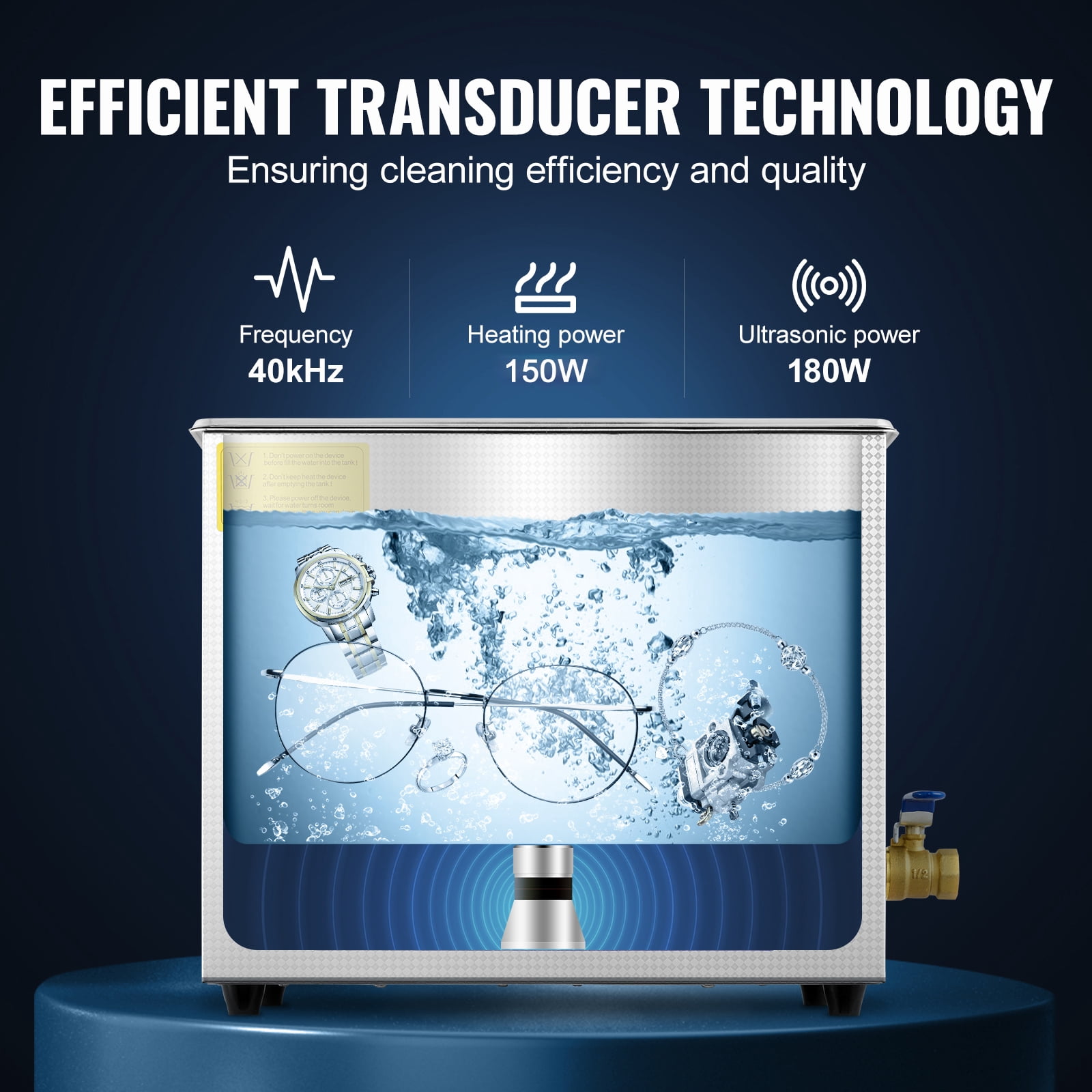 Digital Timer & Heater Equipped Ultrasonic Cleaner, KFFKFF Ultra Sonic Professional Jewelry Cleaning Device, Stainless Steel Warming Cleaner for Rings, Small Components, Circuit Board (6L)