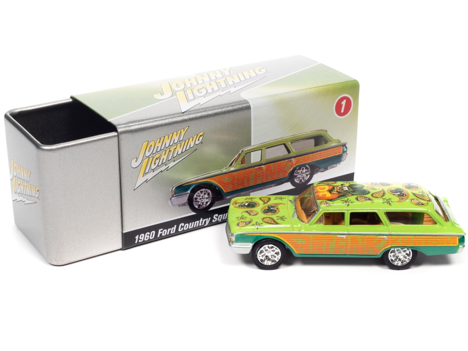 1960 60 FORD COUNTRY SQUIRE STATION WAGON RAT FINK 1:64 SCALE DIECAST MODEL CAR