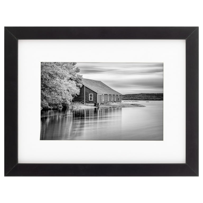 Snap Black 6x8 Picture Frame, Tabletop and Wall Mount, White Mat