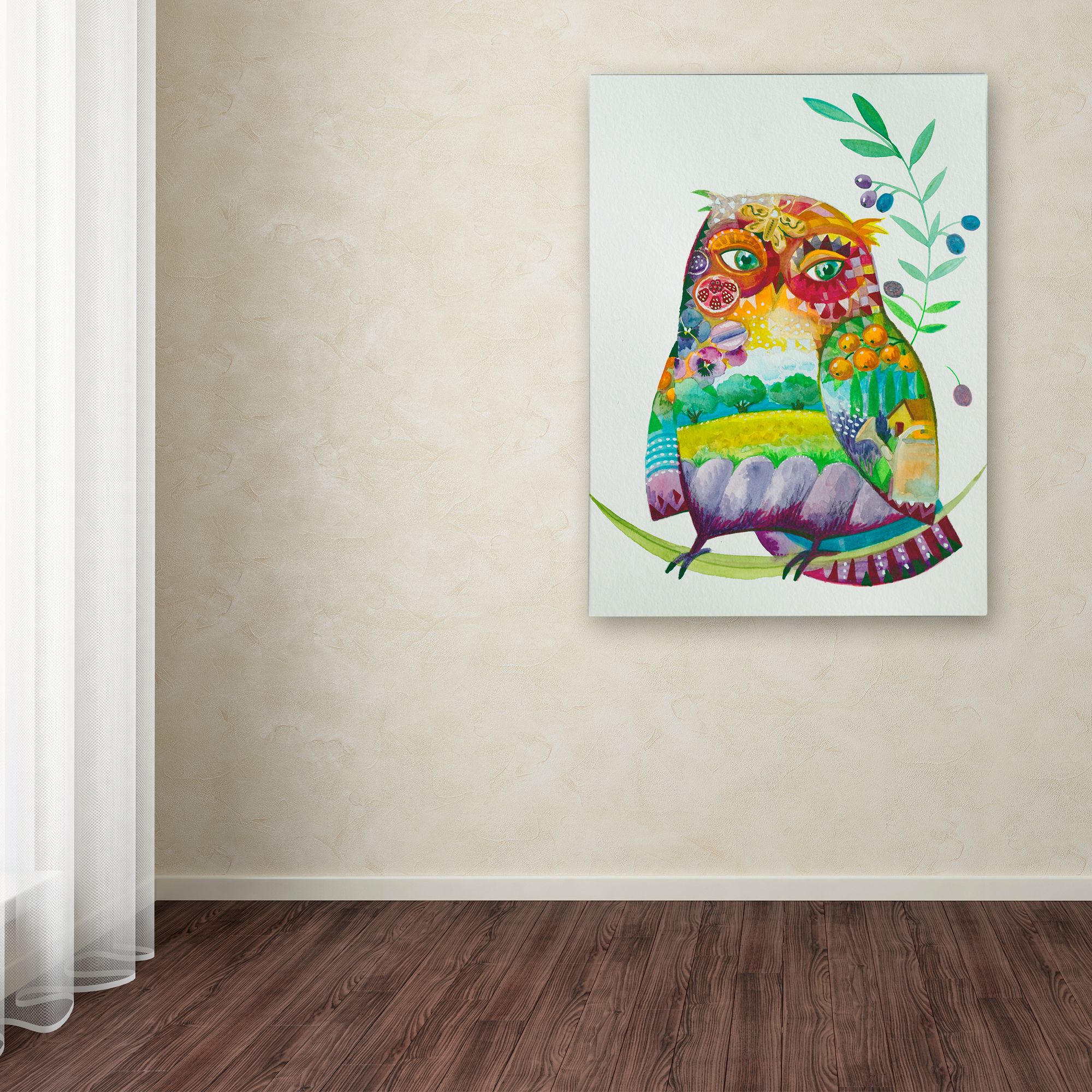 Trademark Fine Art 'Owl From Provence' Canvas Art by Oxana Ziaka