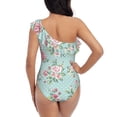 thumbnail image 5 of Sikiie Vintage Floral Print Women One Piece Swimsuits Tummy Control One Shoulder Bathing Suits Ruffle Swimwear, From S to XXL-Small, 5 of 6