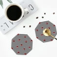 thumbnail image 5 of Disketp Ladybugs On Black And White Striped Funny Coasters,4 Pcs Leather Coasters With Holder, Perfect Housewarming Hostess Gifts,Protect Furniture From Water Marks Scratch And Damage, 5 of 9