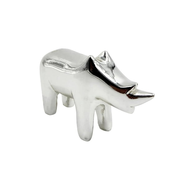 Swadeshi Desire Silver Resin Rhino Statue Home Decor, Showpiece Animal Figurines ..