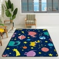 thumbnail image 3 of Coolnut 5'3" x 4' (63 x 48 in) Area Rug, Funny Dinosaurs in Spacesuit with Planets Nursery Rug Floor Mat Kids Playing Mat for Living Room Bedroom, 3 of 6