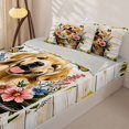 thumbnail image 3 of Manfei Vintage Puppy Zipper Twin Comforter Sets with Fitted Sheet and 2 Pillowcases, Butterfly Floral Zipper Bedding Set, Cream Green, Gray Reversible, 4-Piece, 3 of 7