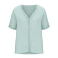 thumbnail image 6 of Mittory V Neck T Shirts for Women Lace Sleeve Ladies Tops and Blouses Summer Outfits Basic Tee, 6 of 6